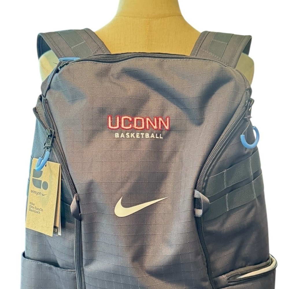 Nike Elite EasyOn UConn Basketball Backpack Gray NCAA Huskies Adaptive Bag NEW - Picture 2 of 8